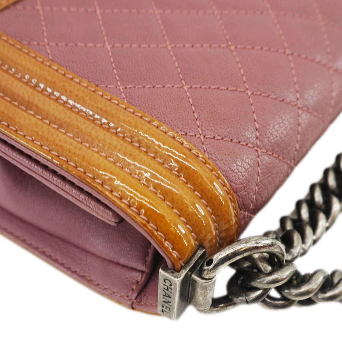 Chanel Duo Boy Flap Small Goatskin Leather Crossbody Bag Pink