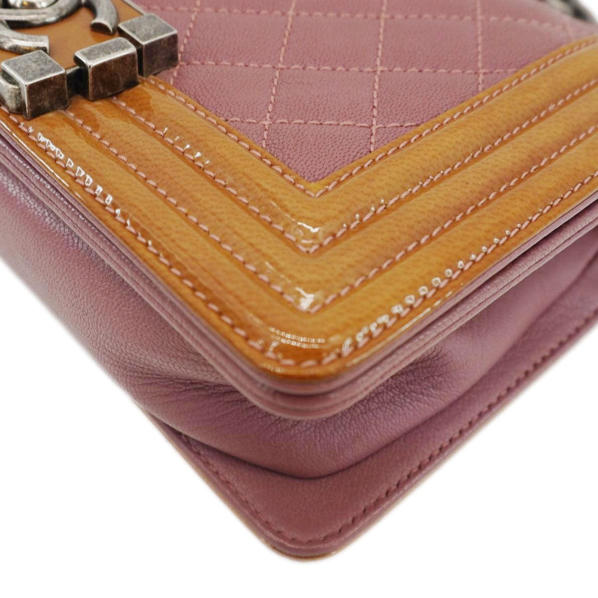 Chanel Duo Boy Flap Small Goatskin Leather Crossbody Bag Pink