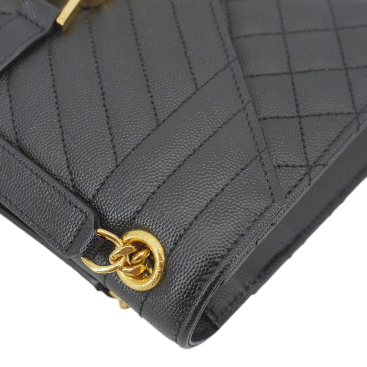 YVES SAINT LAURENT Envelope Medium Grain De Poudre Leather Shoulder Bag Black