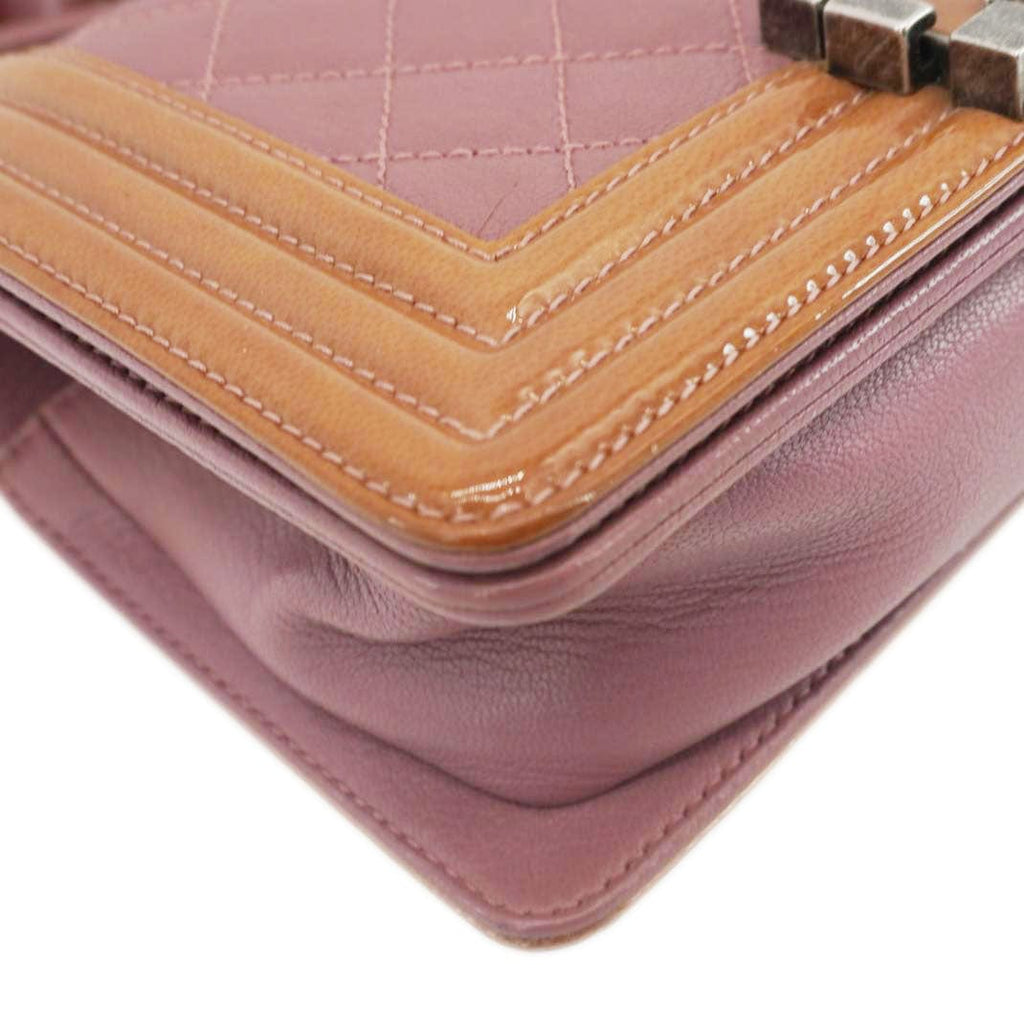 Chanel Duo Boy Flap Small Goatskin Leather Crossbody Bag Pink