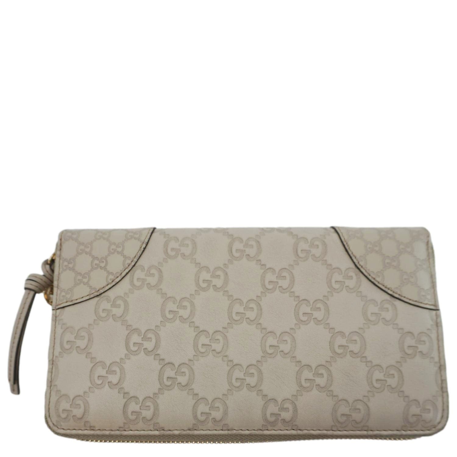 GUCCI Gucci Canvas Zippy Wallet White 323397