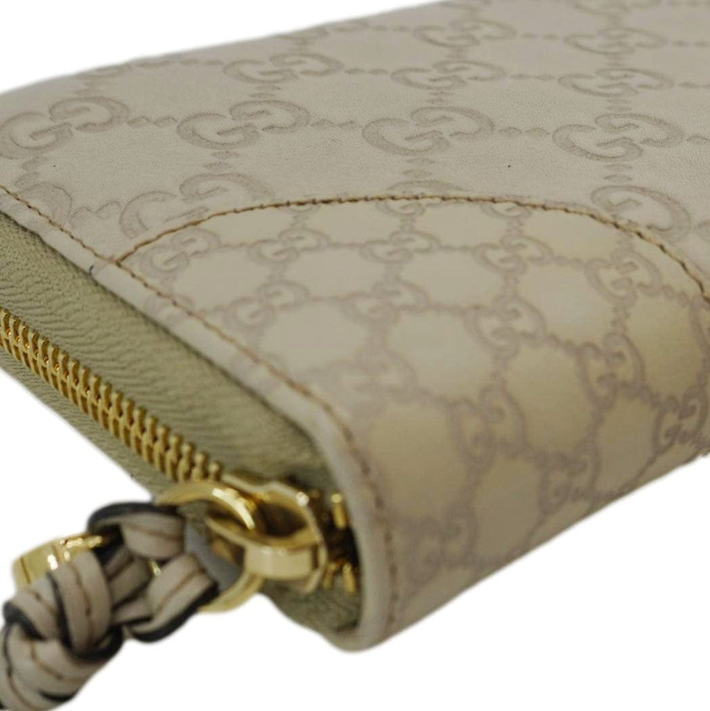 GUCCI Gucci Canvas Zippy Wallet White 323397