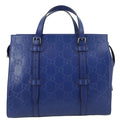 GUCCI Autre Marque Gucci Embossed Leather Tote Bag Blue 625774