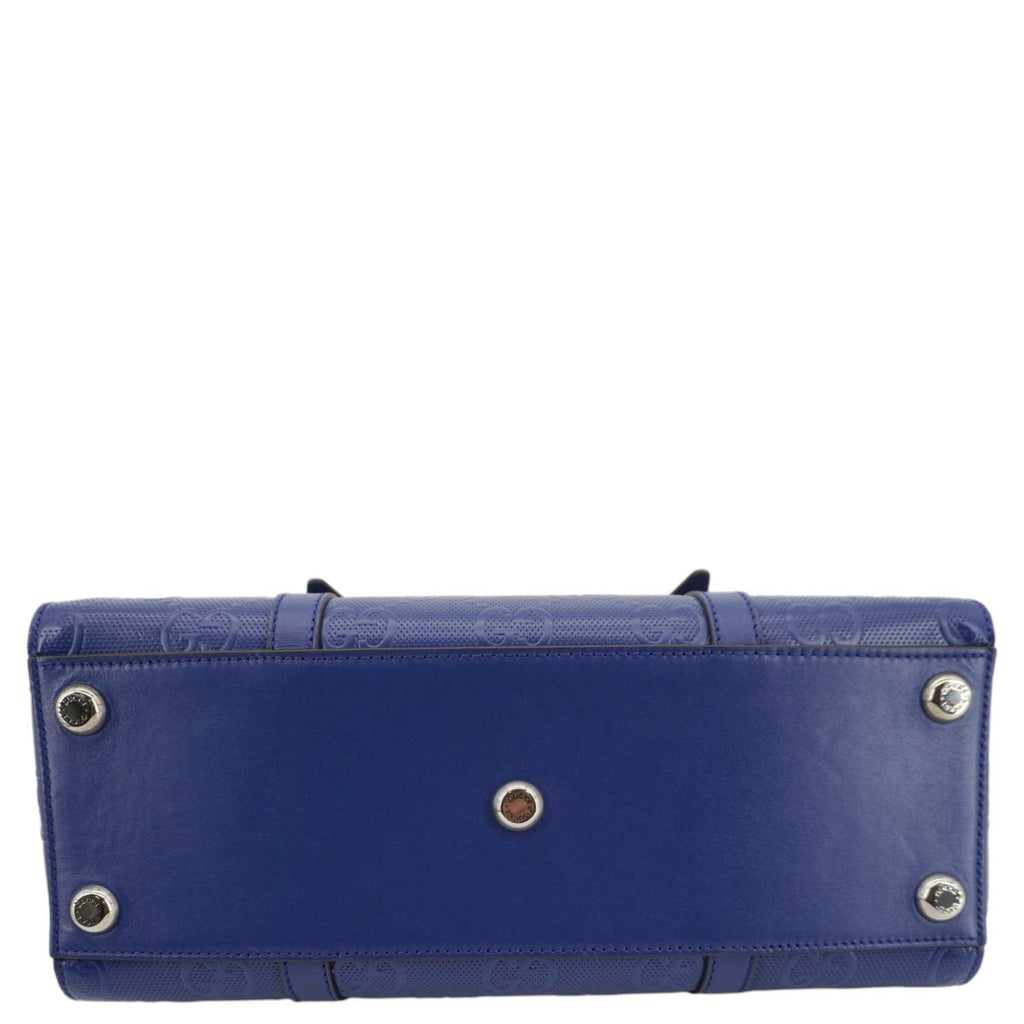 GUCCI Autre Marque Gucci Embossed Leather Tote Bag Blue 625774