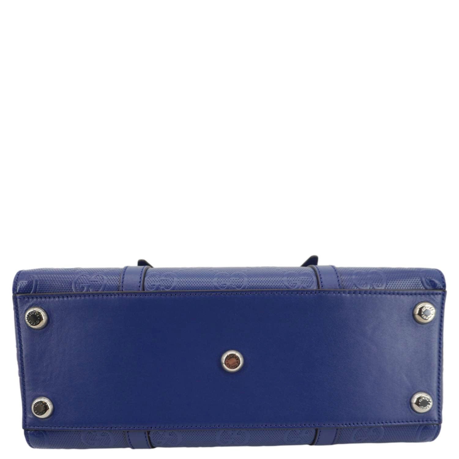 GUCCI Autre Marque Gucci Embossed Leather Tote Bag Blue 625774