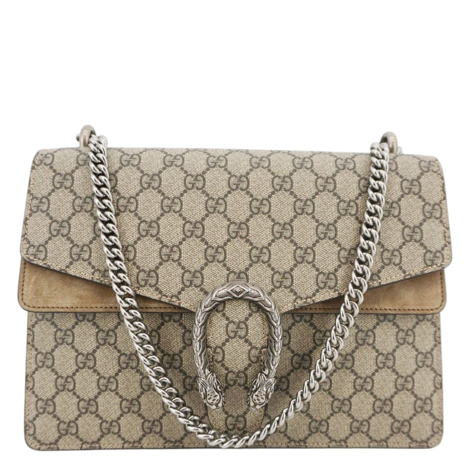 GUCCI Dionysus Medium Gucci Supreme Monogram Shoulder Bag Beige 403348