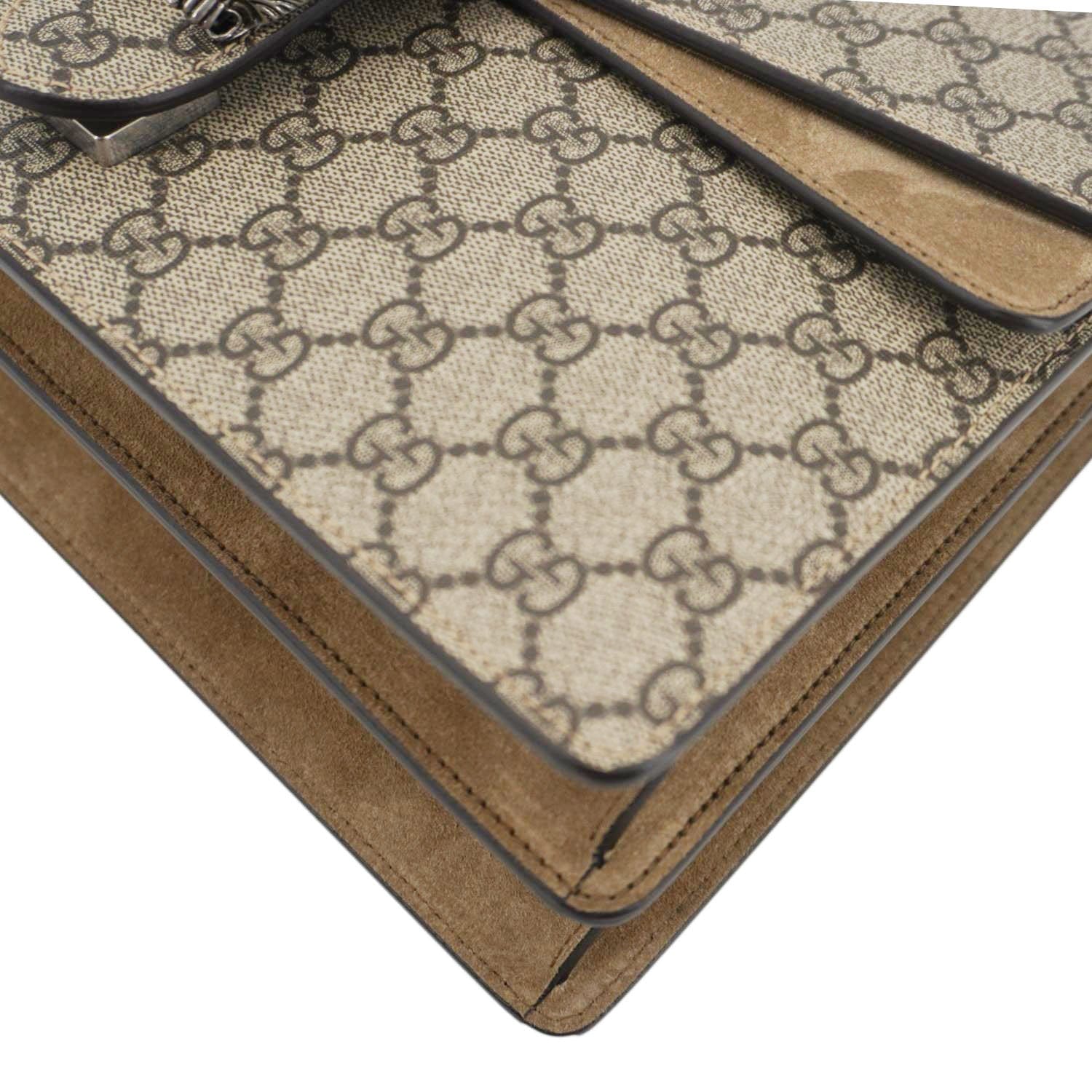 GUCCI Dionysus Medium Gucci Supreme Monogram Shoulder Bag Beige 403348