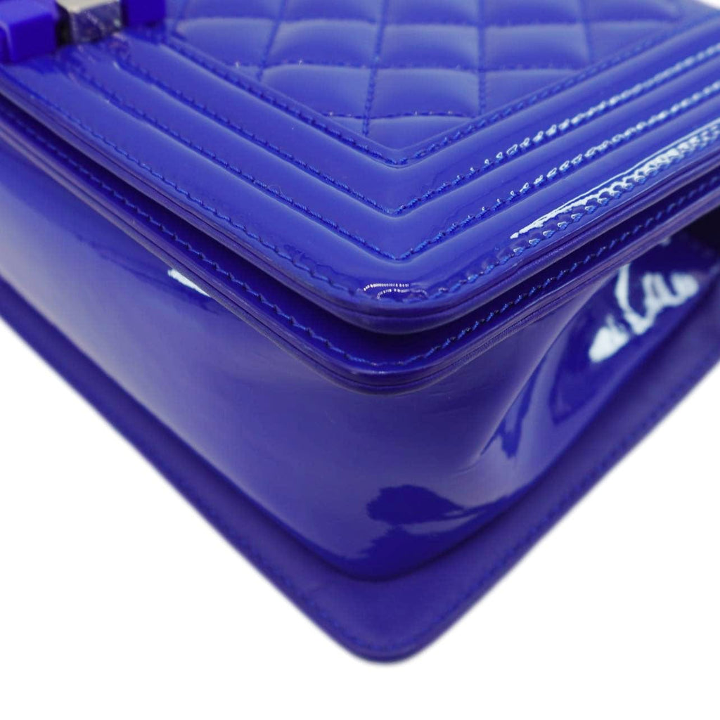 Chanel Boy Flap Medium Plexiglass Patent Leather Crossbody Bag Blue
