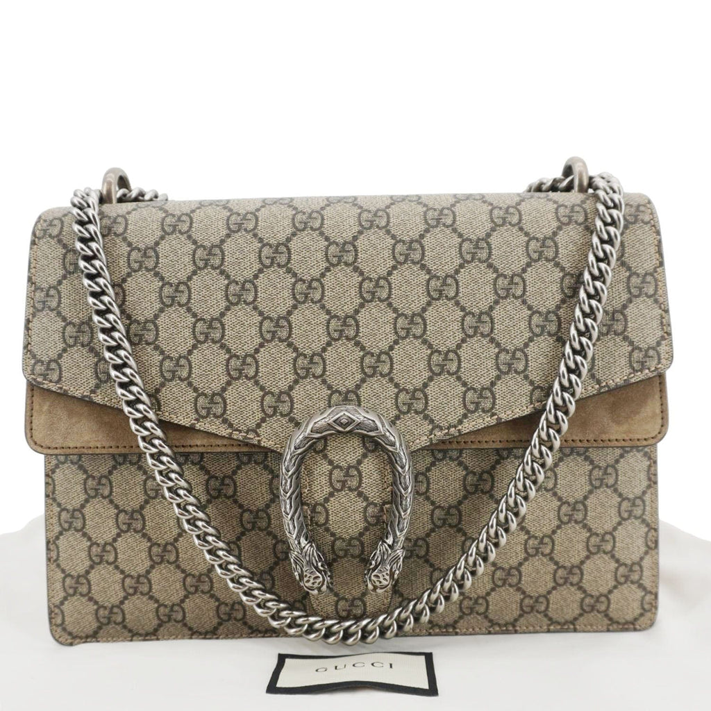 GUCCI Dionysus Medium Gucci Supreme Monogram Shoulder Bag Beige 403348