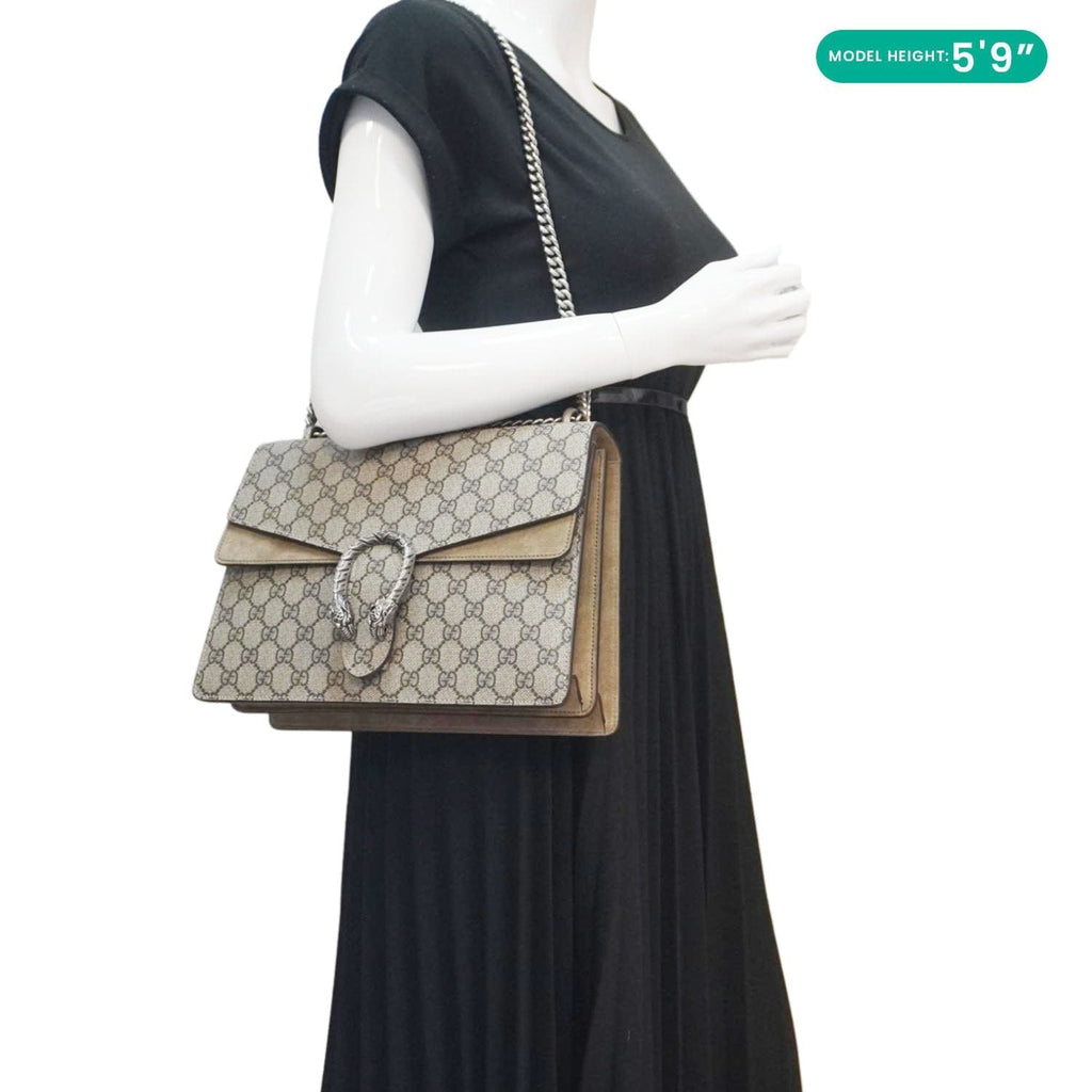 GUCCI Dionysus Medium Gucci Supreme Monogram Shoulder Bag Beige 403348