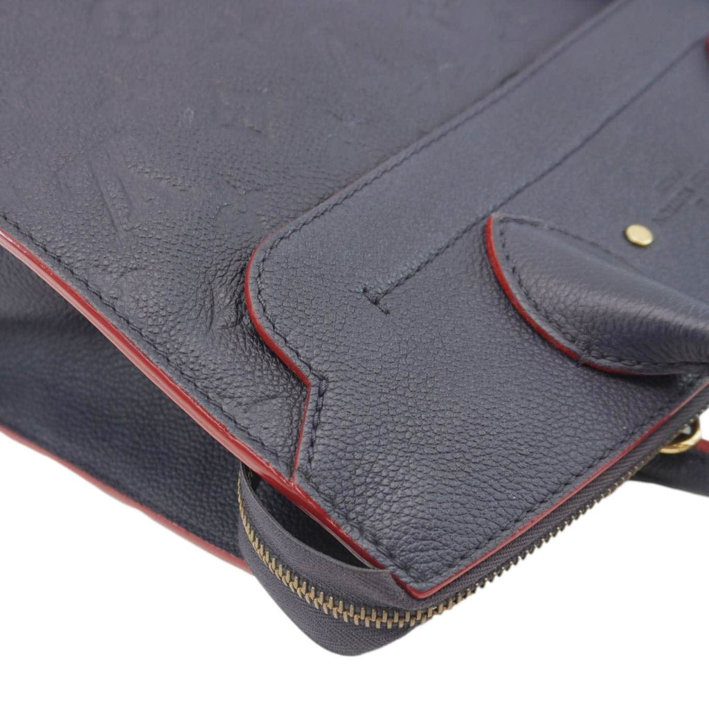 LOUIS VUITTON Pont Neuf MM Empreinte Leather Satchel Bag Marine Rouge