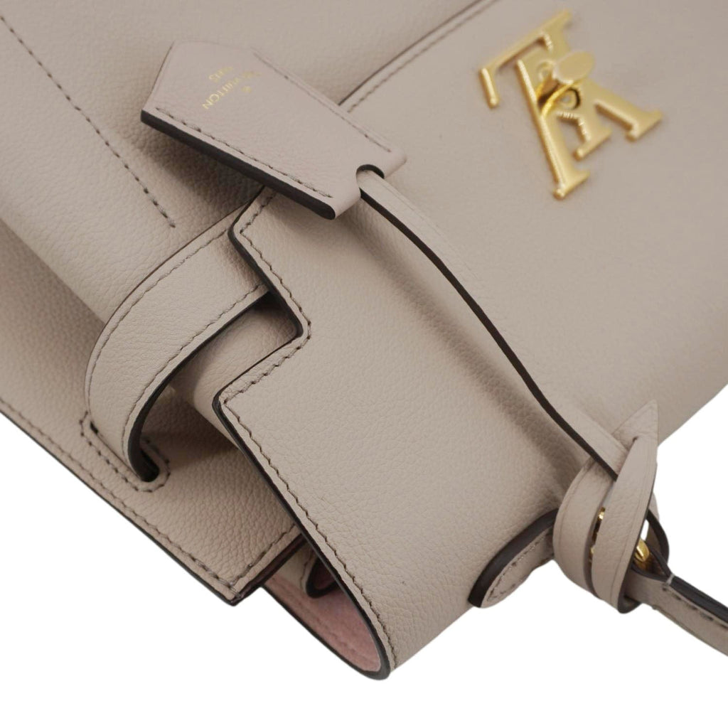 LOUIS VUITTON Lockme Ever MM Leather Shoulder Bag Greige