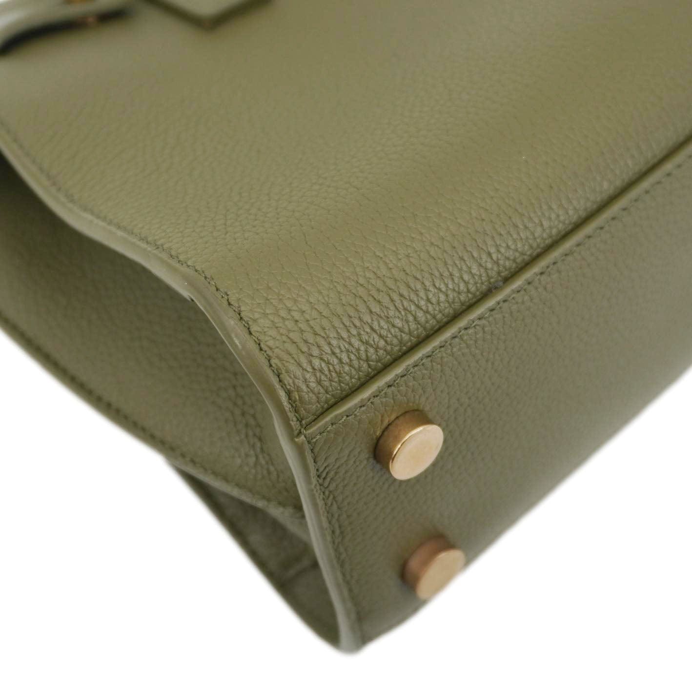YVES SAINT LAURENT Sac De Jour Leather Shoulder Bag Olive Green
