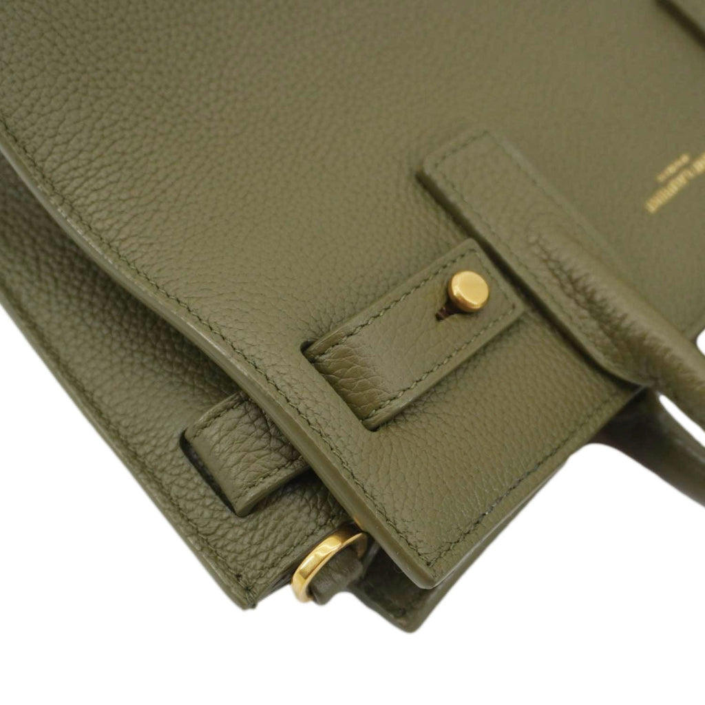 YVES SAINT LAURENT Sac De Jour Leather Shoulder Bag Olive Green
