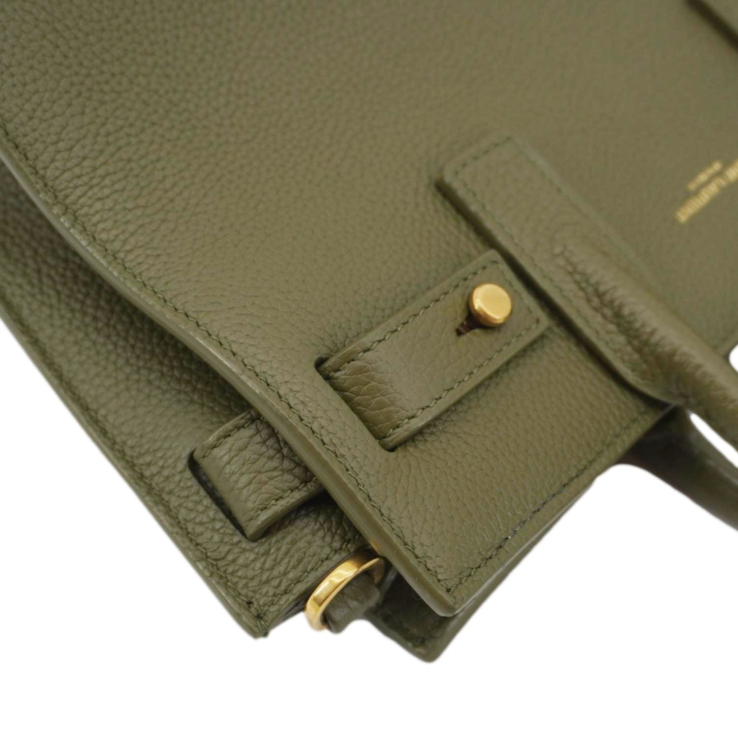 YVES SAINT LAURENT Sac De Jour Leather Shoulder Bag Olive Green