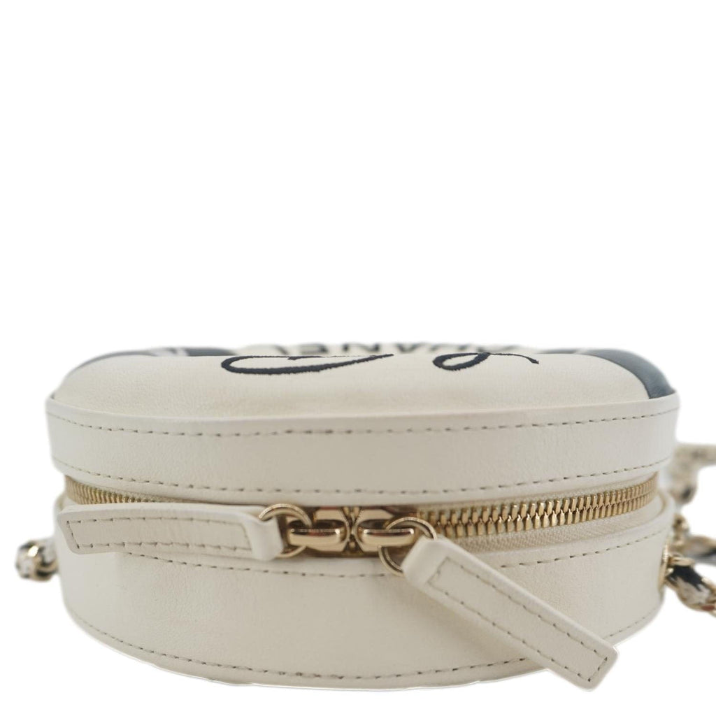 Chanel Coco Lifesaver Leather Round Crossbody Bag White