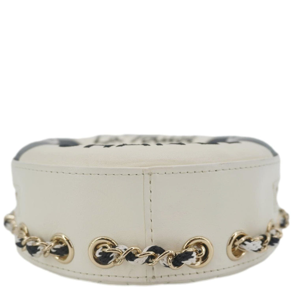 Chanel Coco Lifesaver Leather Round Crossbody Bag White
