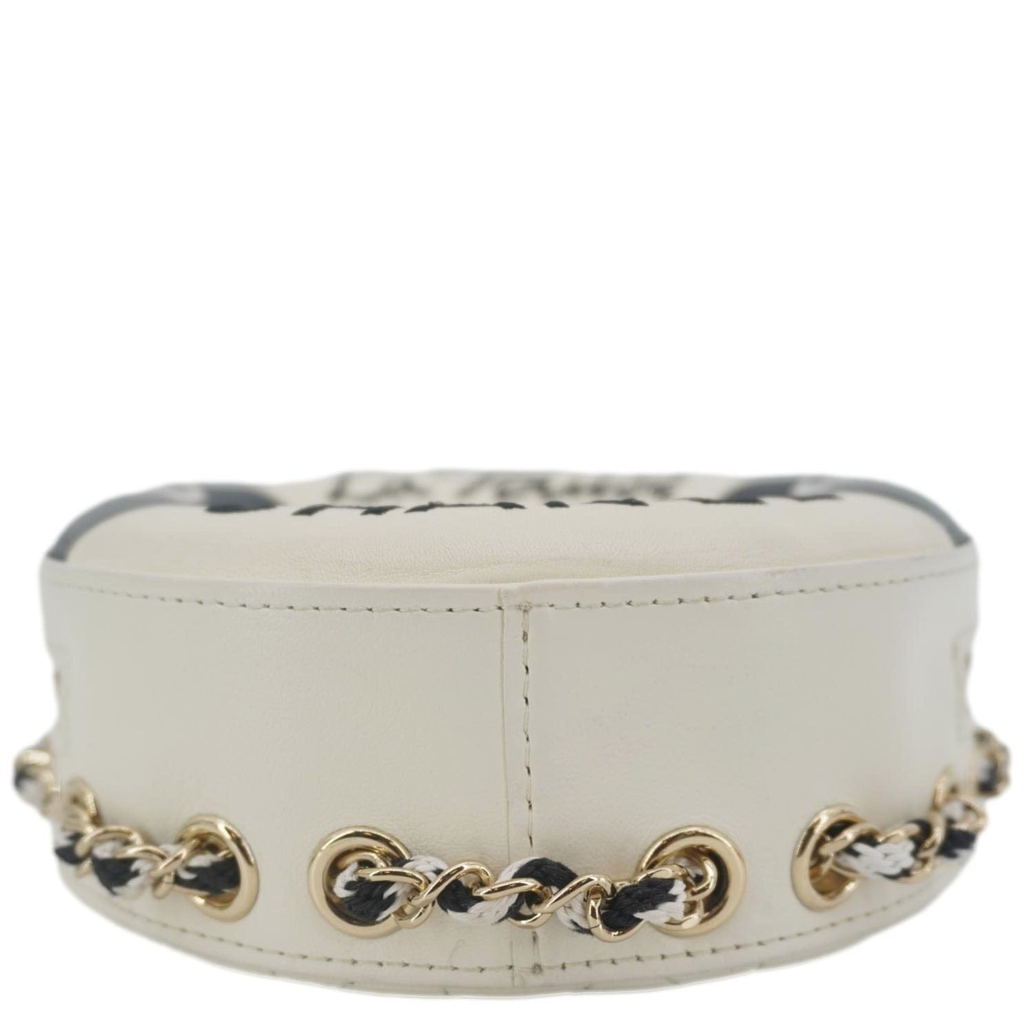 Chanel Coco Lifesaver Leather Round Crossbody Bag White