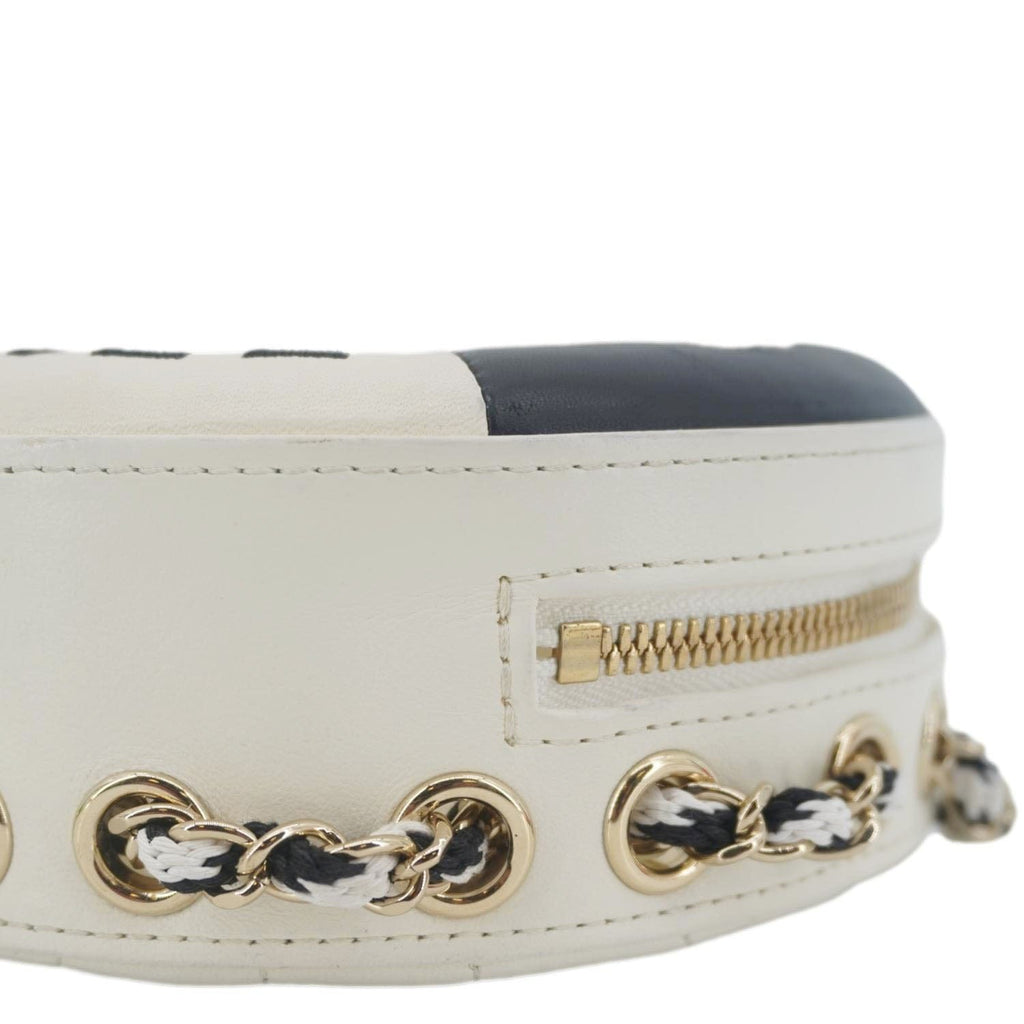 Chanel Coco Lifesaver Leather Round Crossbody Bag White