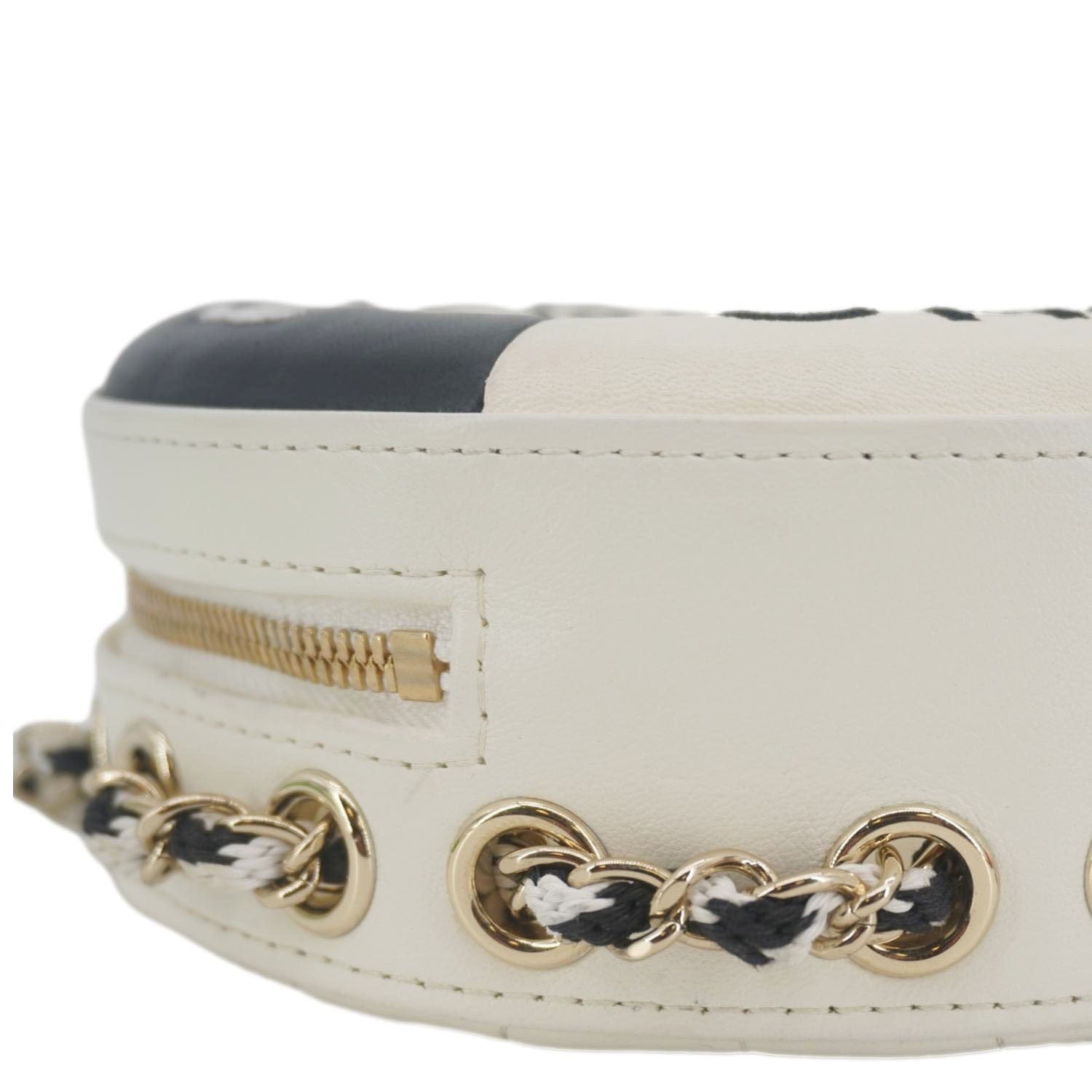 Chanel Coco Lifesaver Leather Round Crossbody Bag White