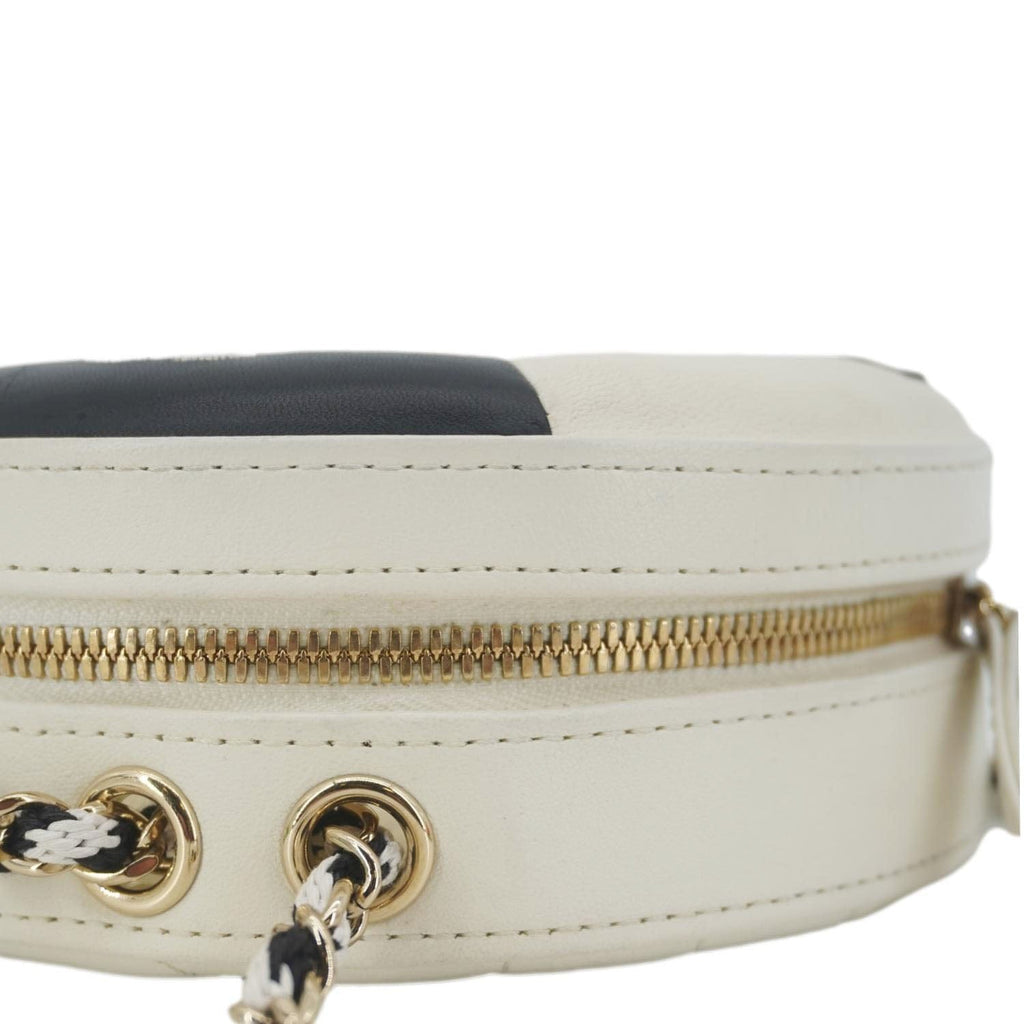 Chanel Coco Lifesaver Leather Round Crossbody Bag White