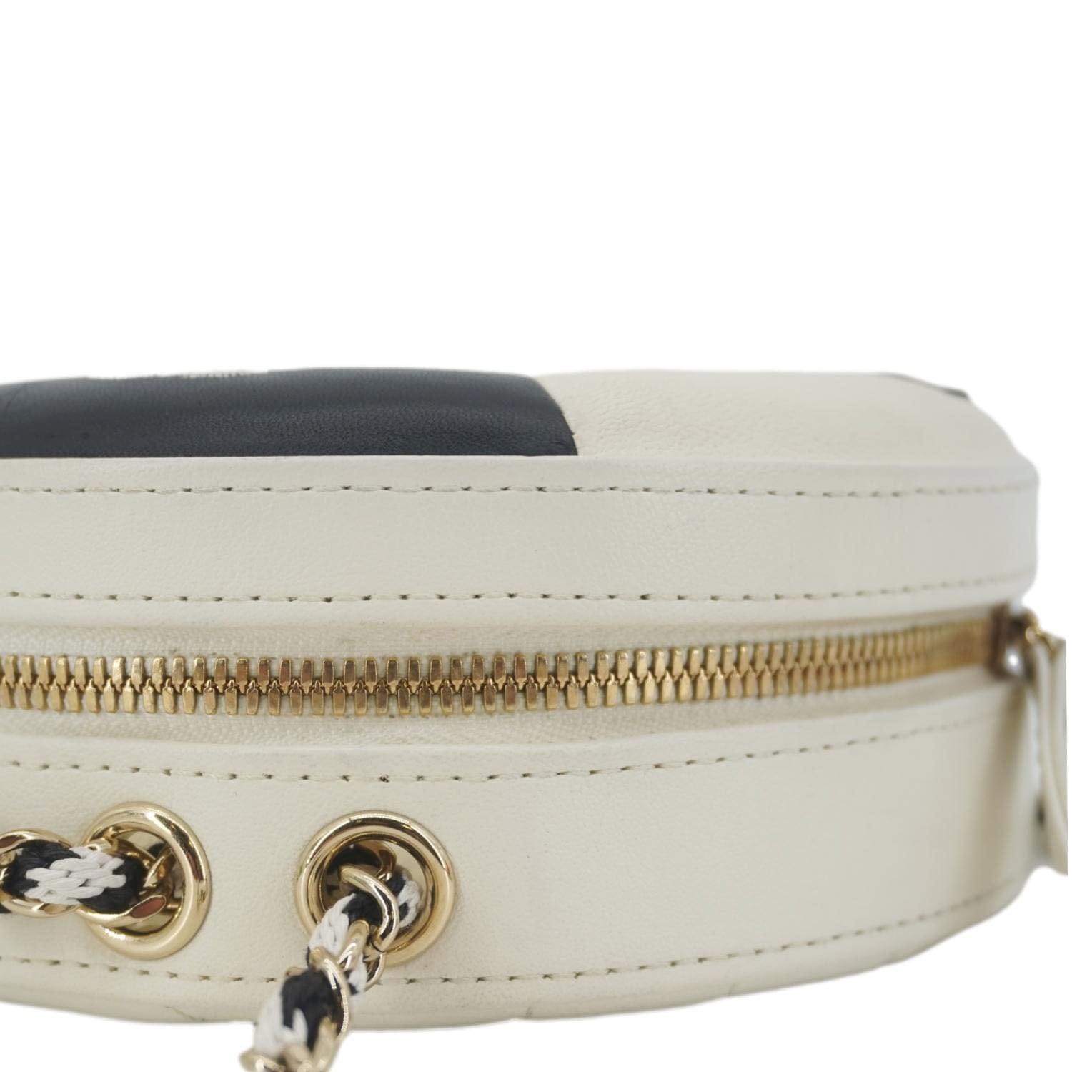 Chanel Coco Lifesaver Leather Round Crossbody Bag White