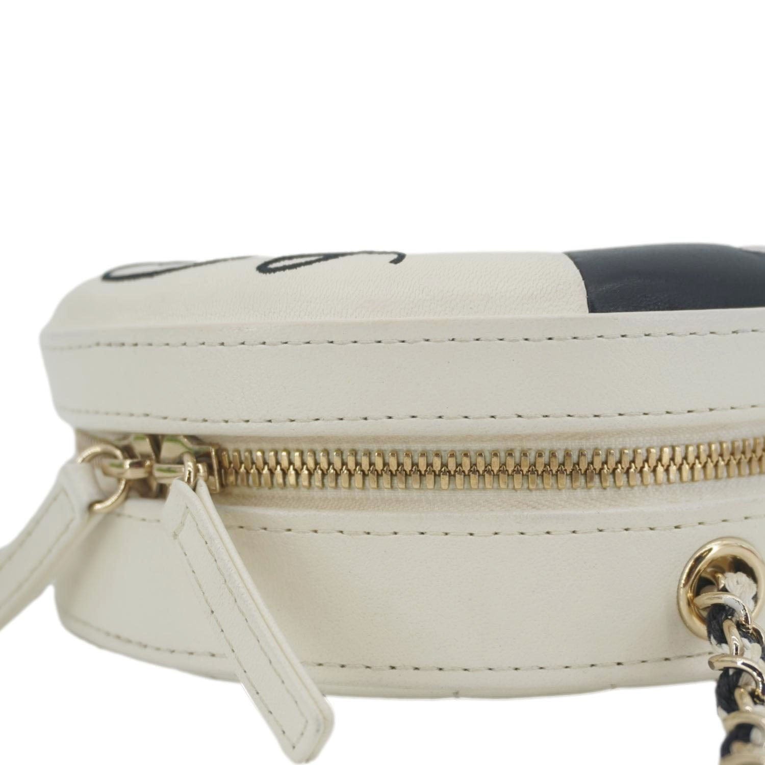 Chanel Coco Lifesaver Leather Round Crossbody Bag White