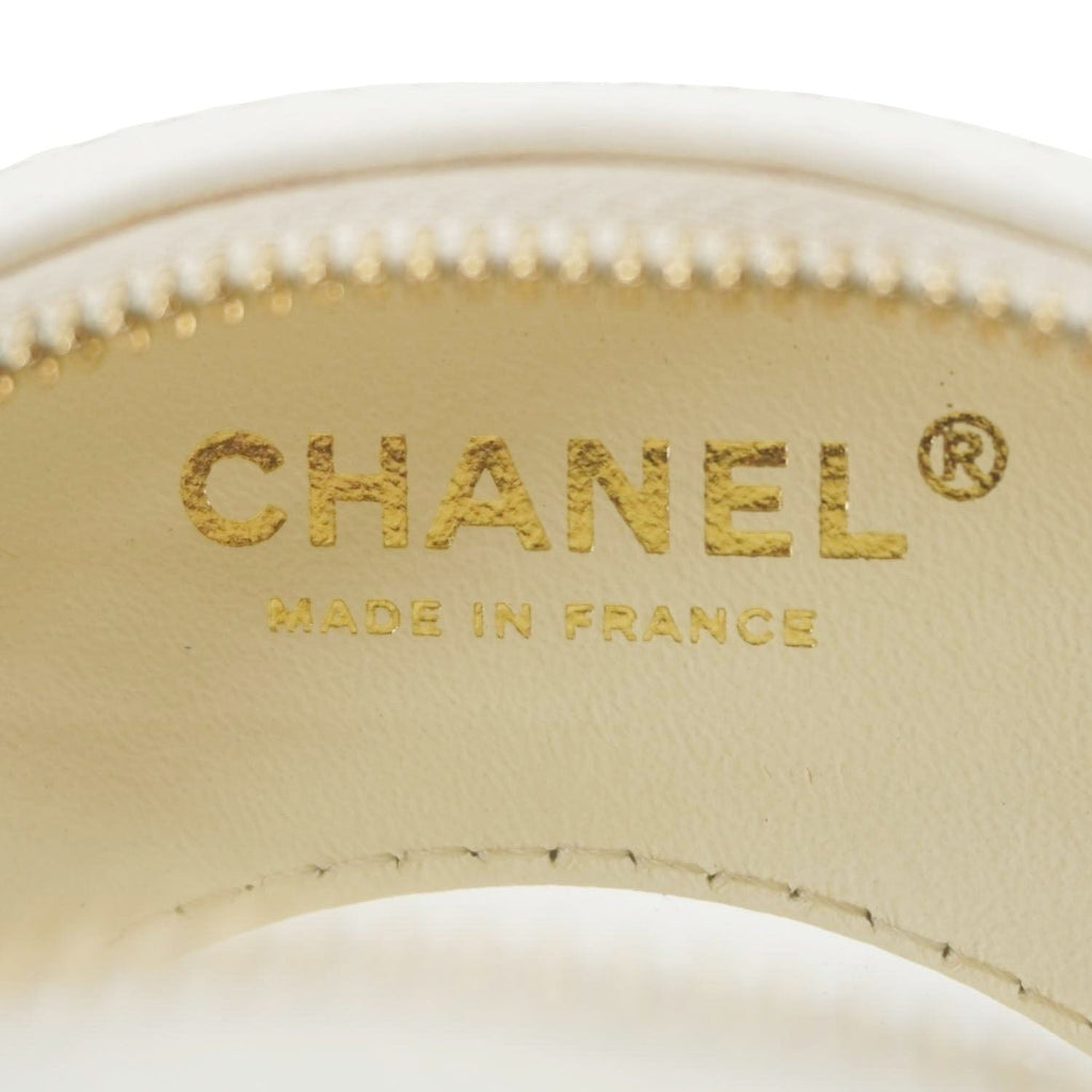 Chanel Coco Lifesaver Leather Round Crossbody Bag White