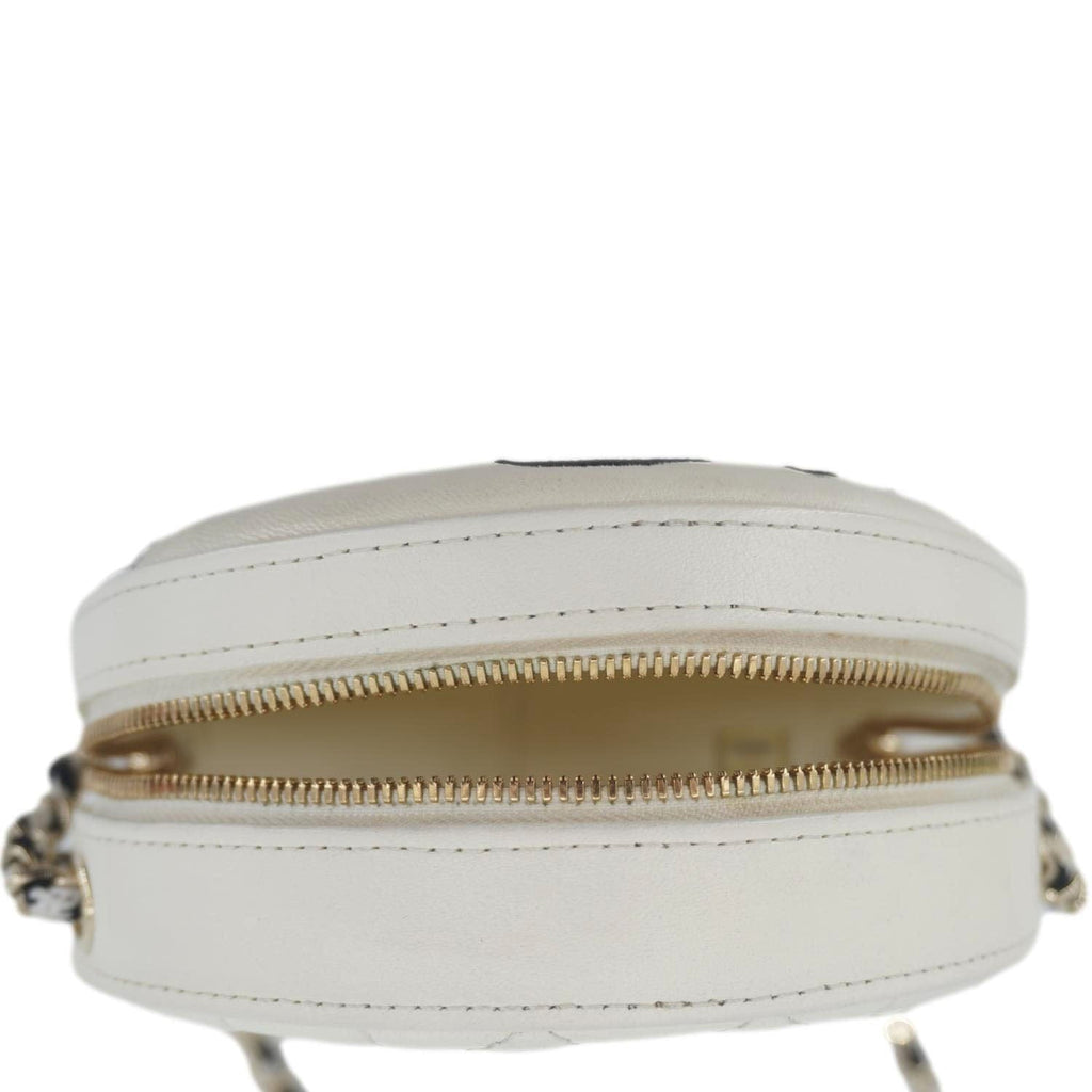 Chanel Coco Lifesaver Leather Round Crossbody Bag White