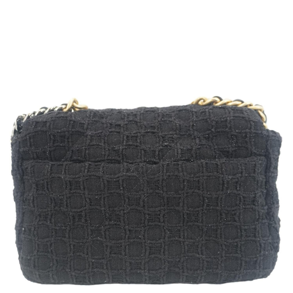 Chanel 19 Flap Medium Tweed Shoulder Bag Black
