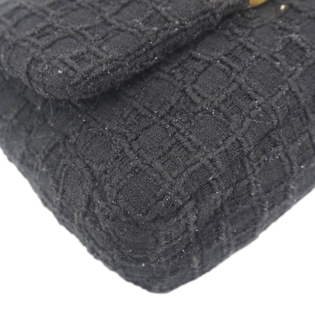 Chanel 19 Flap Medium Tweed Shoulder Bag Black
