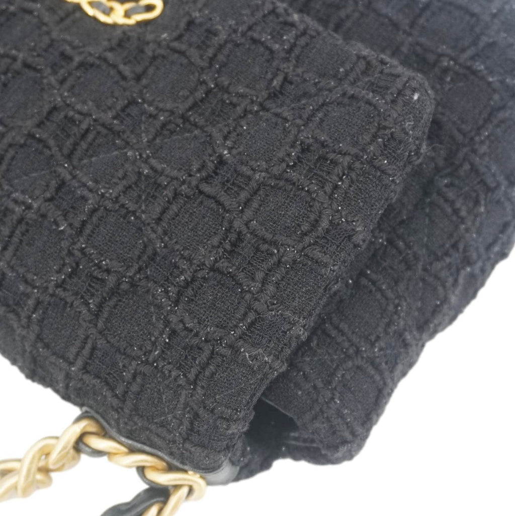 Chanel 19 Flap Medium Tweed Shoulder Bag Black