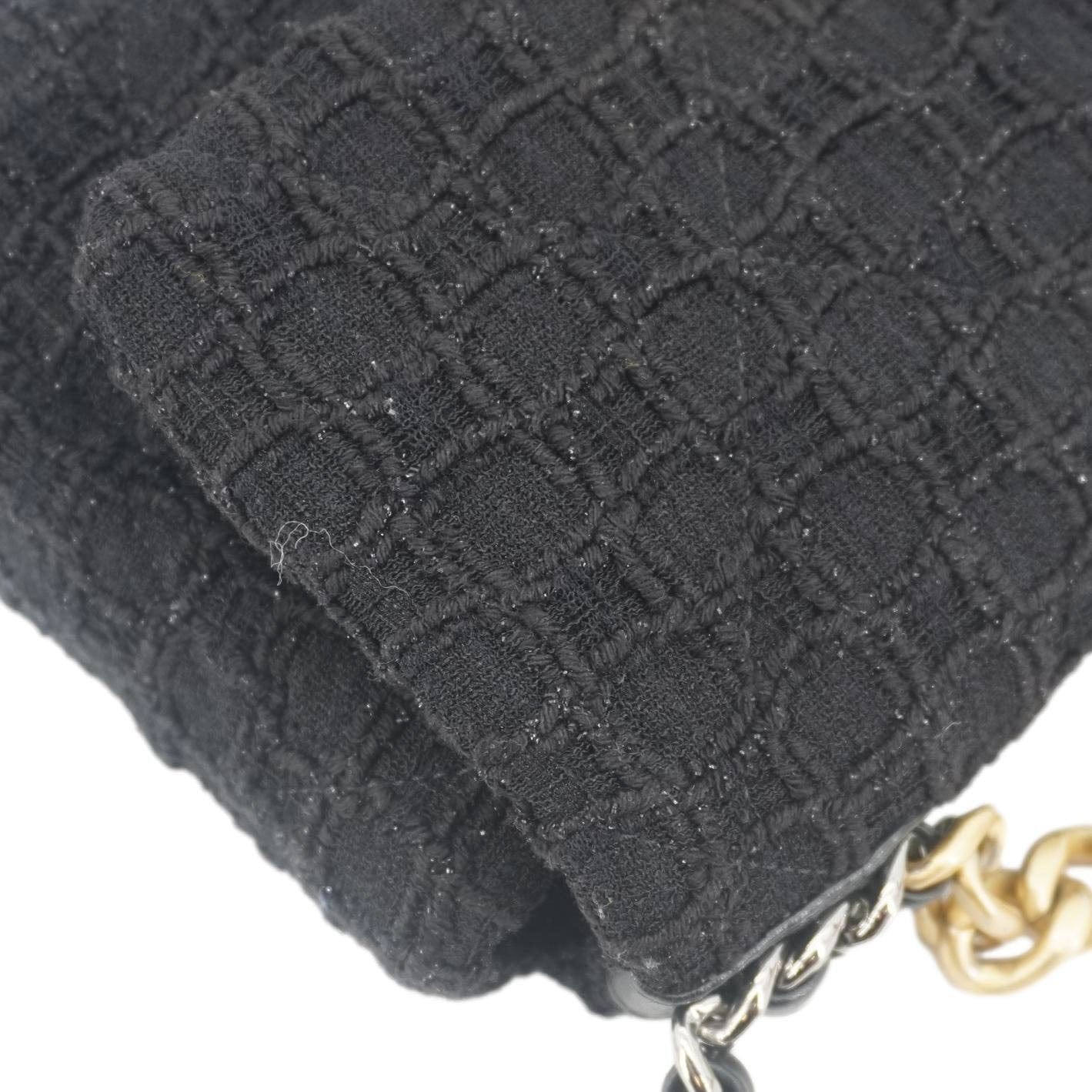 Chanel 19 Flap Medium Tweed Shoulder Bag Black