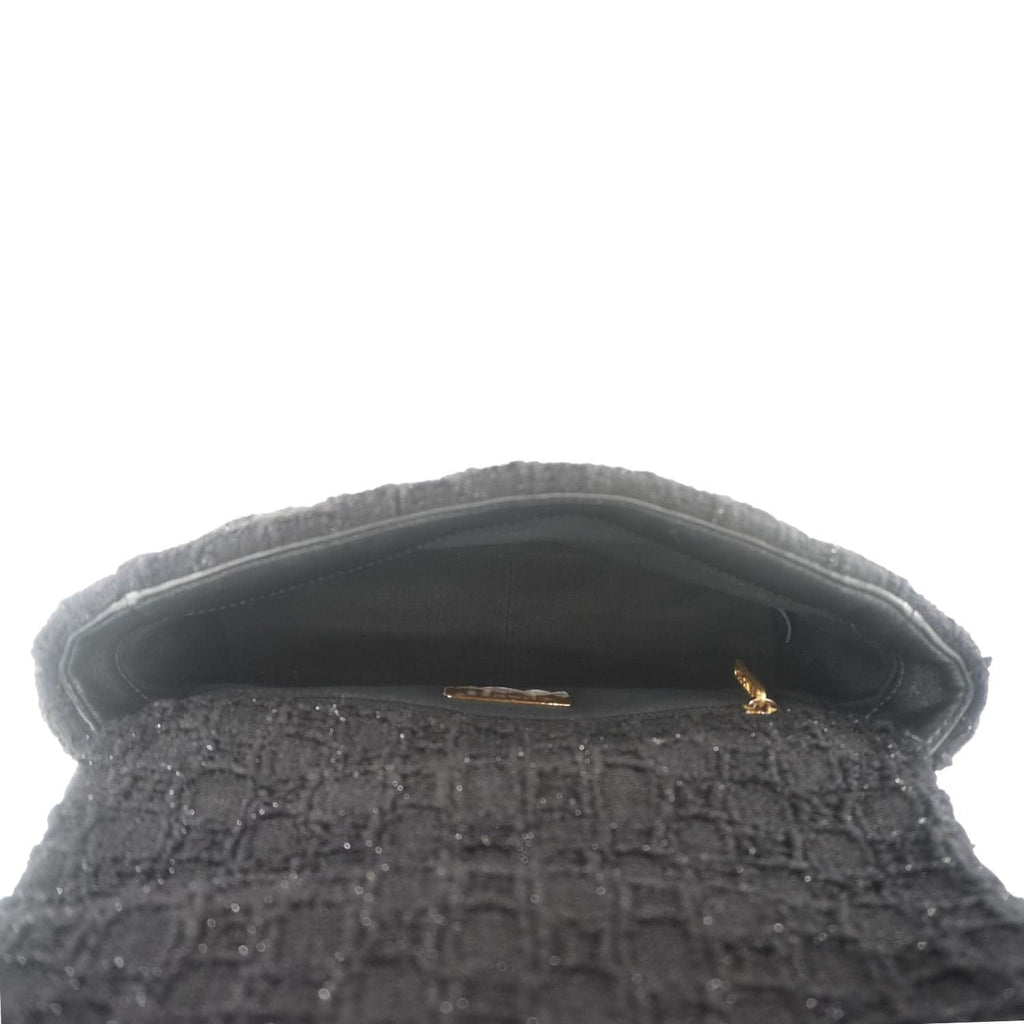 Chanel 19 Flap Medium Tweed Shoulder Bag Black