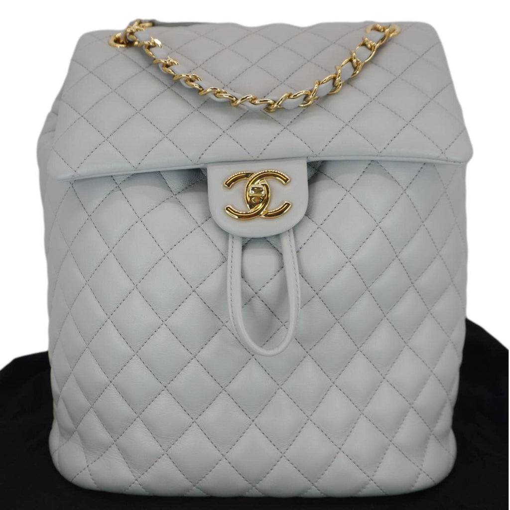 Chanel Urban Spirit Quilted Leather Backpack Bag Smokey Grey