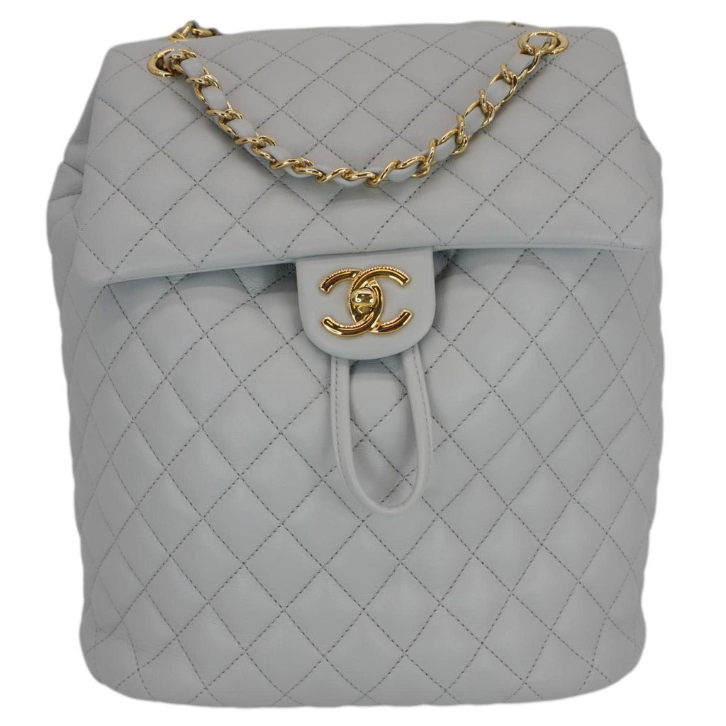 Chanel Urban Spirit Quilted Leather Backpack Bag Smokey Grey