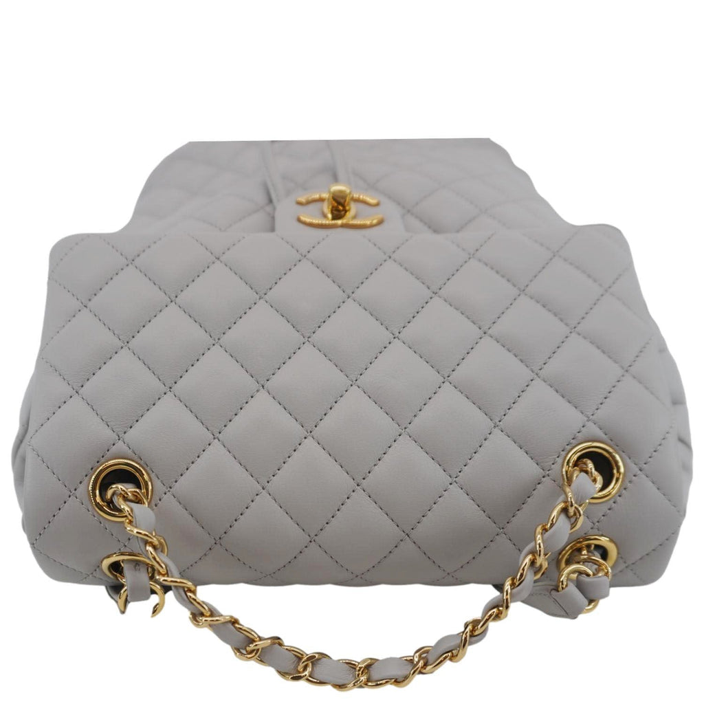 Chanel Urban Spirit Quilted Leather Backpack Bag Smokey Grey
