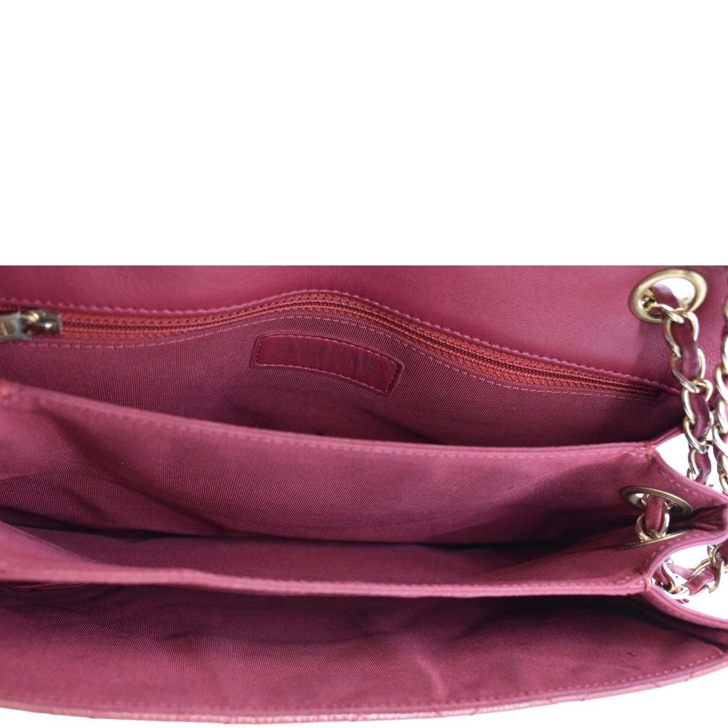 Chanel 3 Pocket Accordion Flap Small Patent Leather Shoulder Bag Red