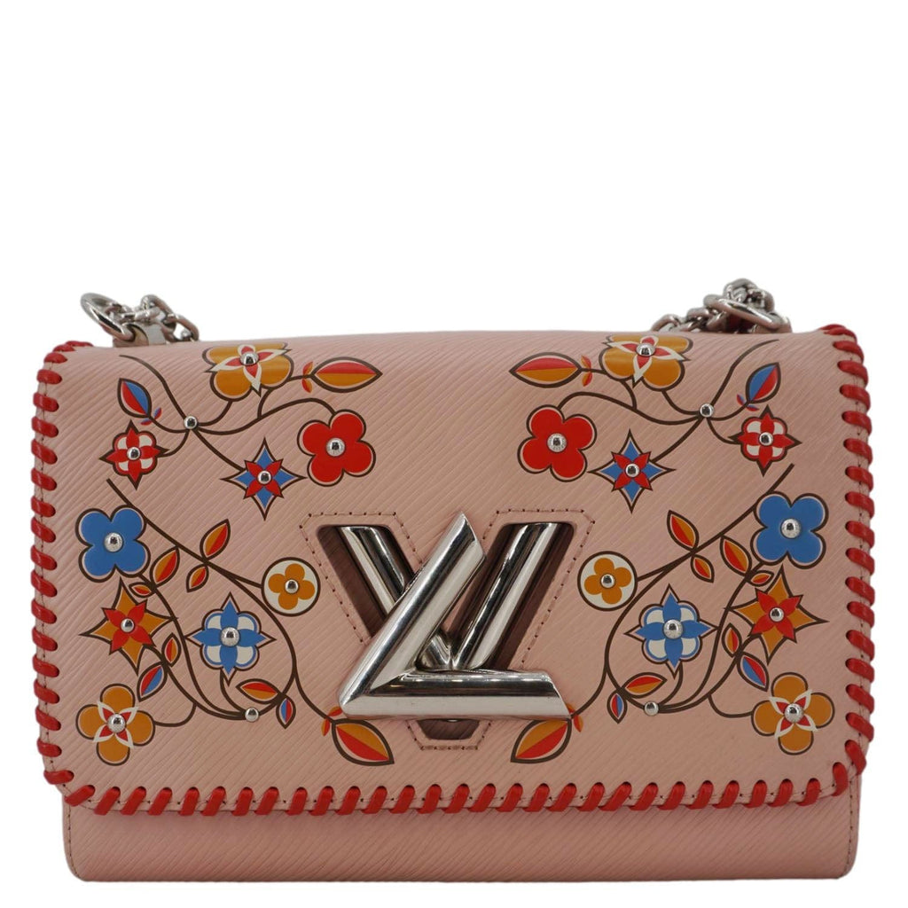 LOUIS VUITTON Twist MM Epi Flower Leather Crossbody Bag Rose Ballerine