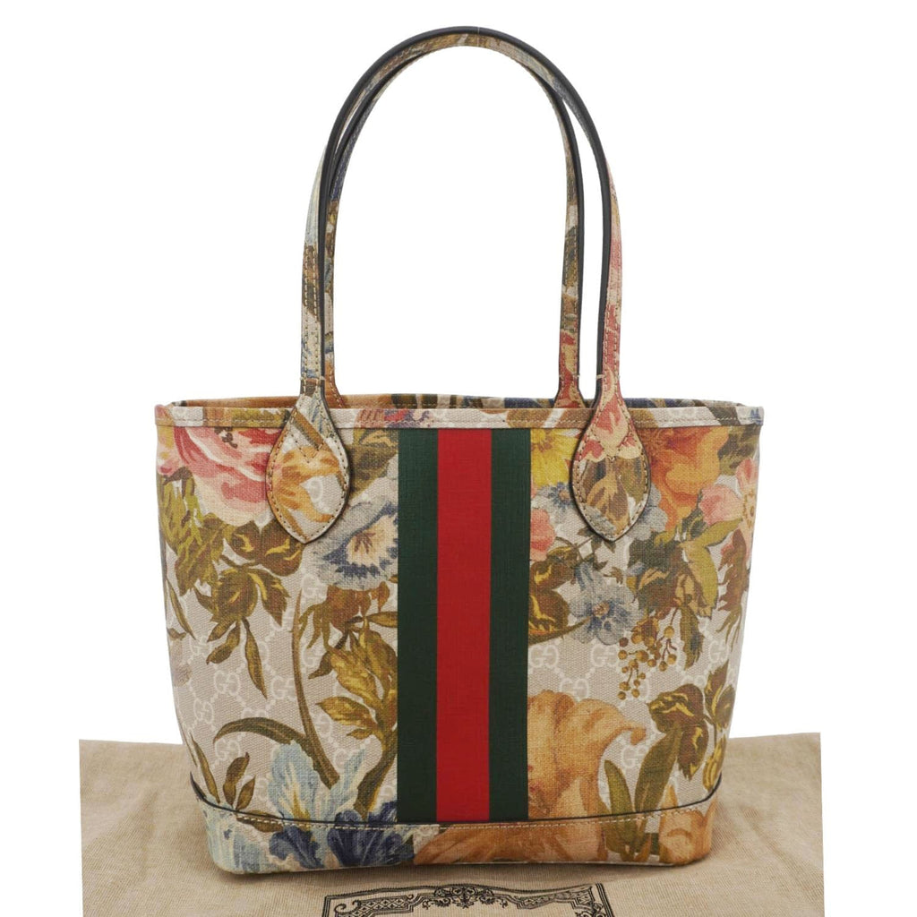 GUCCI Ophidia Small Gucci Supreme Flora Canvas Tote Bag Multicolor 726762