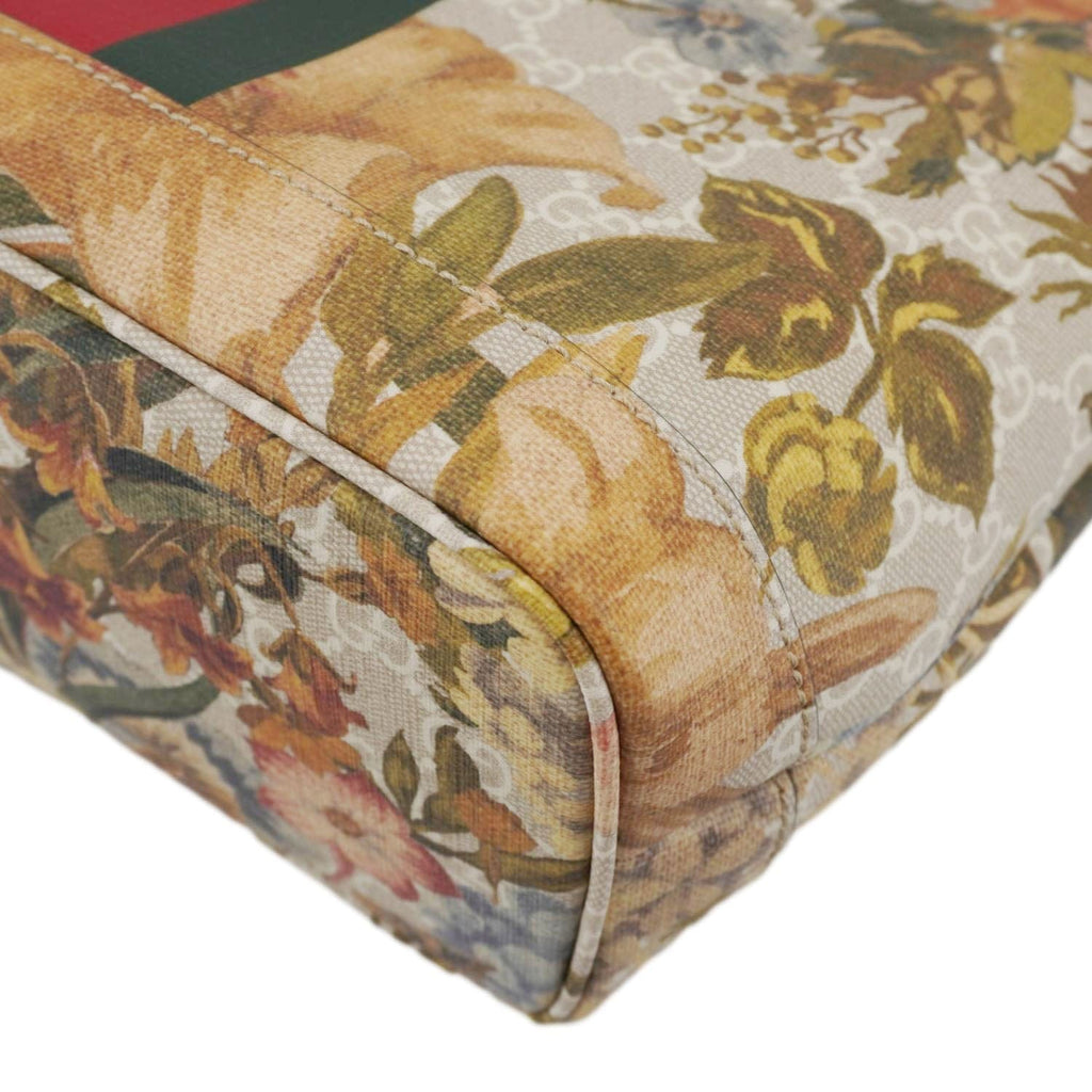 GUCCI Ophidia Small Gucci Supreme Flora Canvas Tote Bag Multicolor 726762