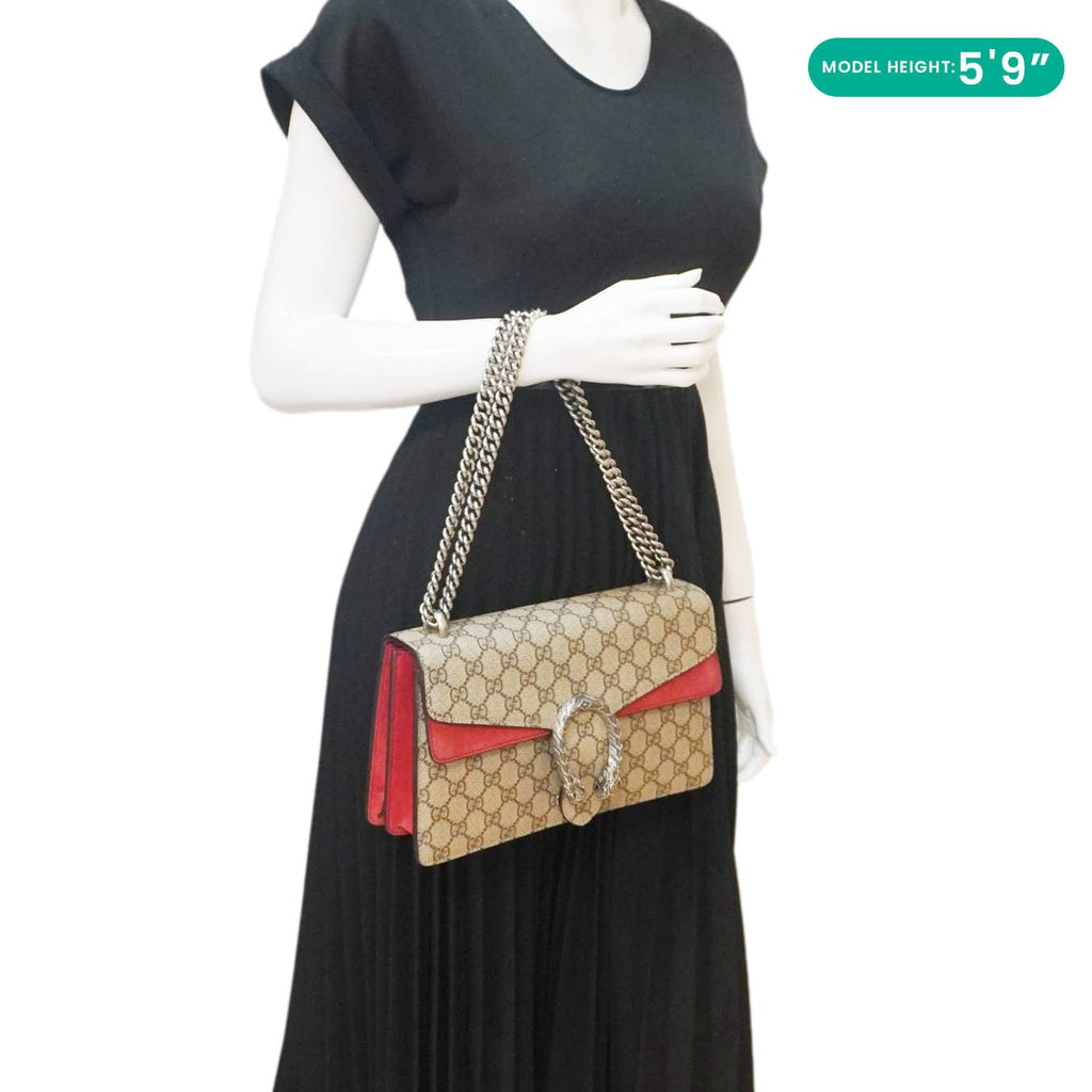 GUCCI Dionysus Small Gucci Supreme Canvas Shoulder Bag Beige 400249