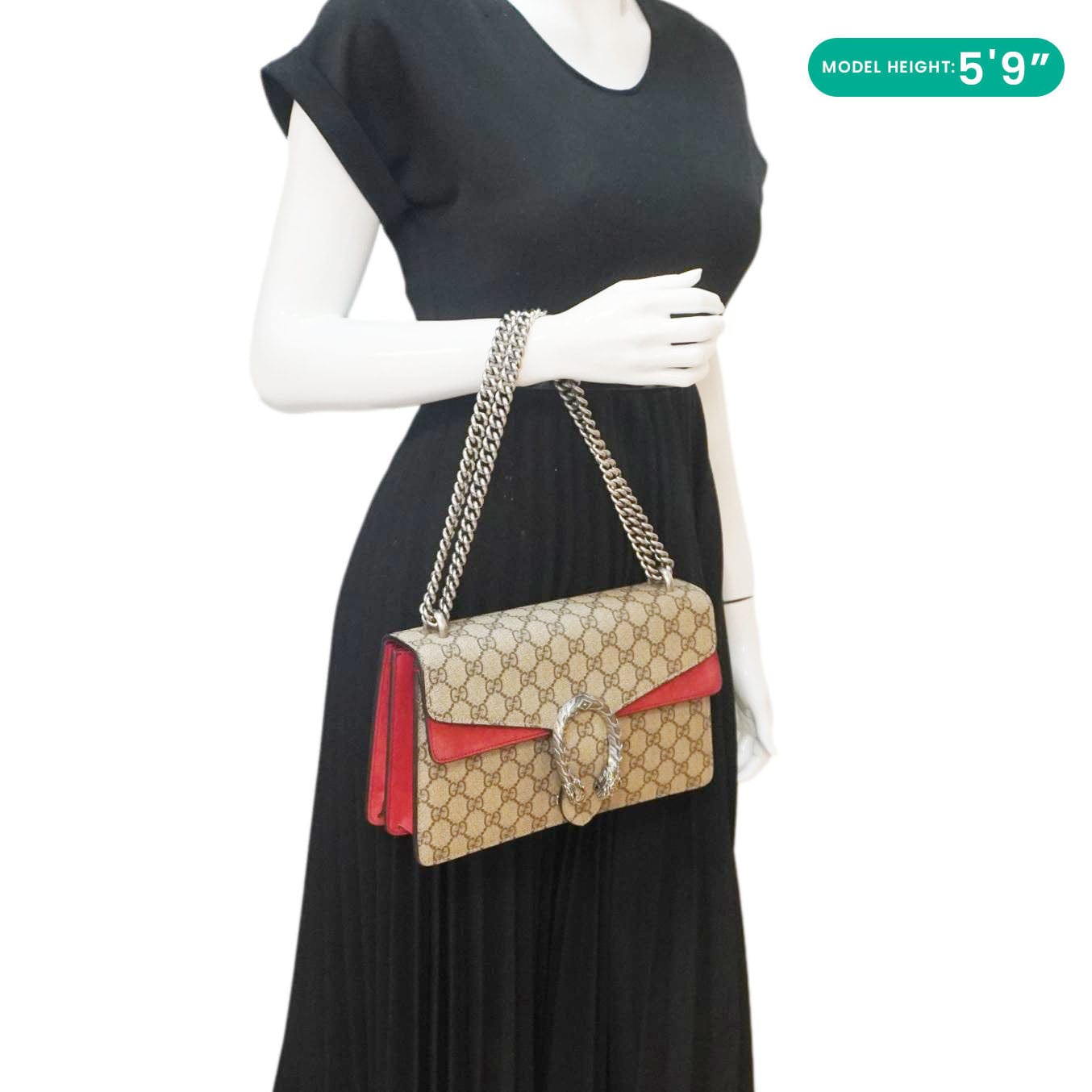 GUCCI Dionysus Small Gucci Supreme Canvas Shoulder Bag Beige 400249