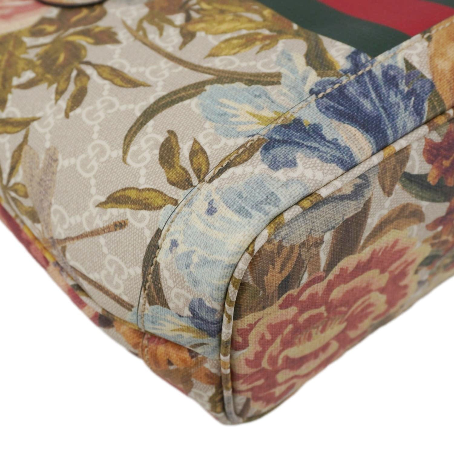 GUCCI Ophidia Small Gucci Supreme Flora Canvas Tote Bag Multicolor 726762