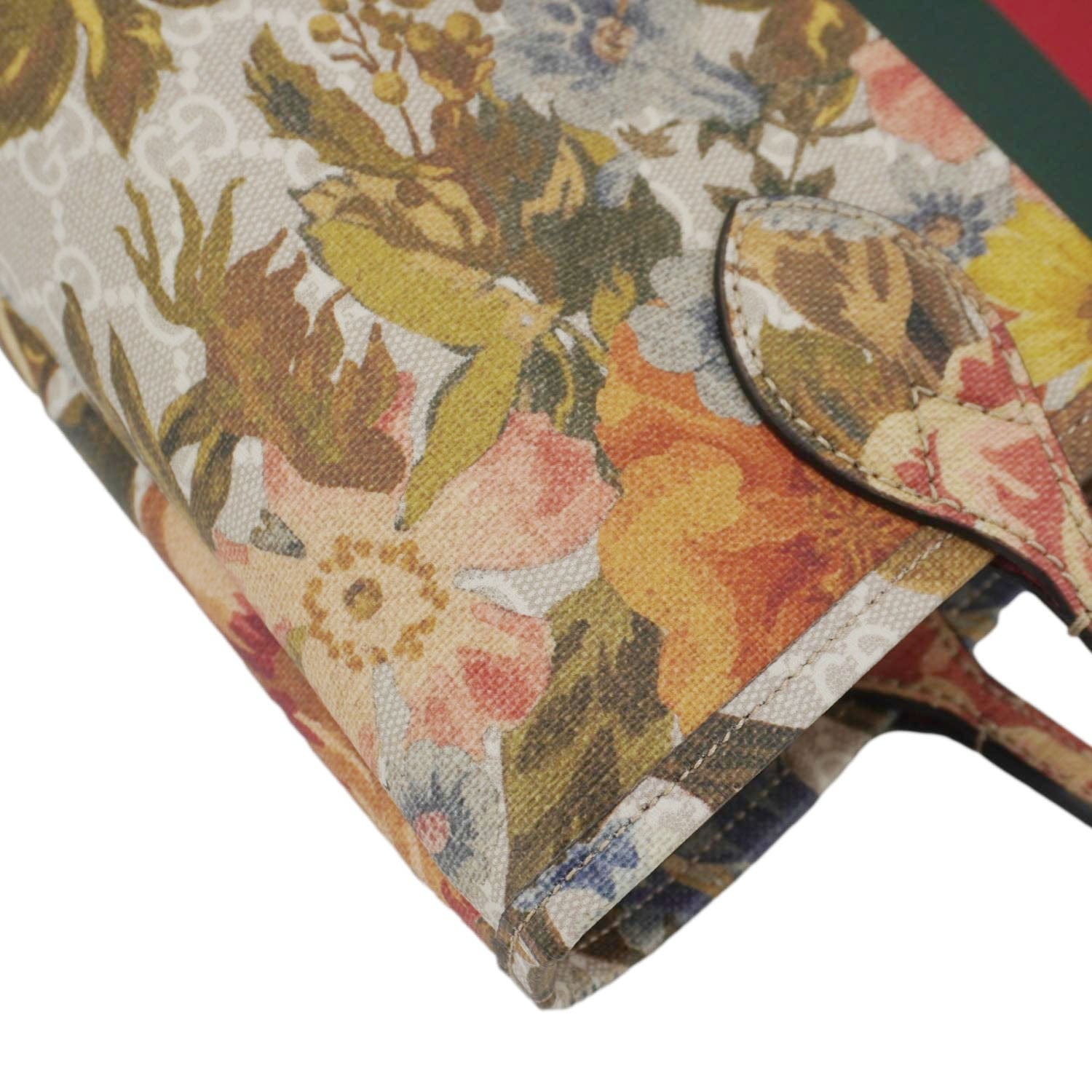 GUCCI Ophidia Small Gucci Supreme Flora Canvas Tote Bag Multicolor 726762