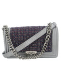 Chanel Boy Flap Tweed Bag Shoulder Bag Silver