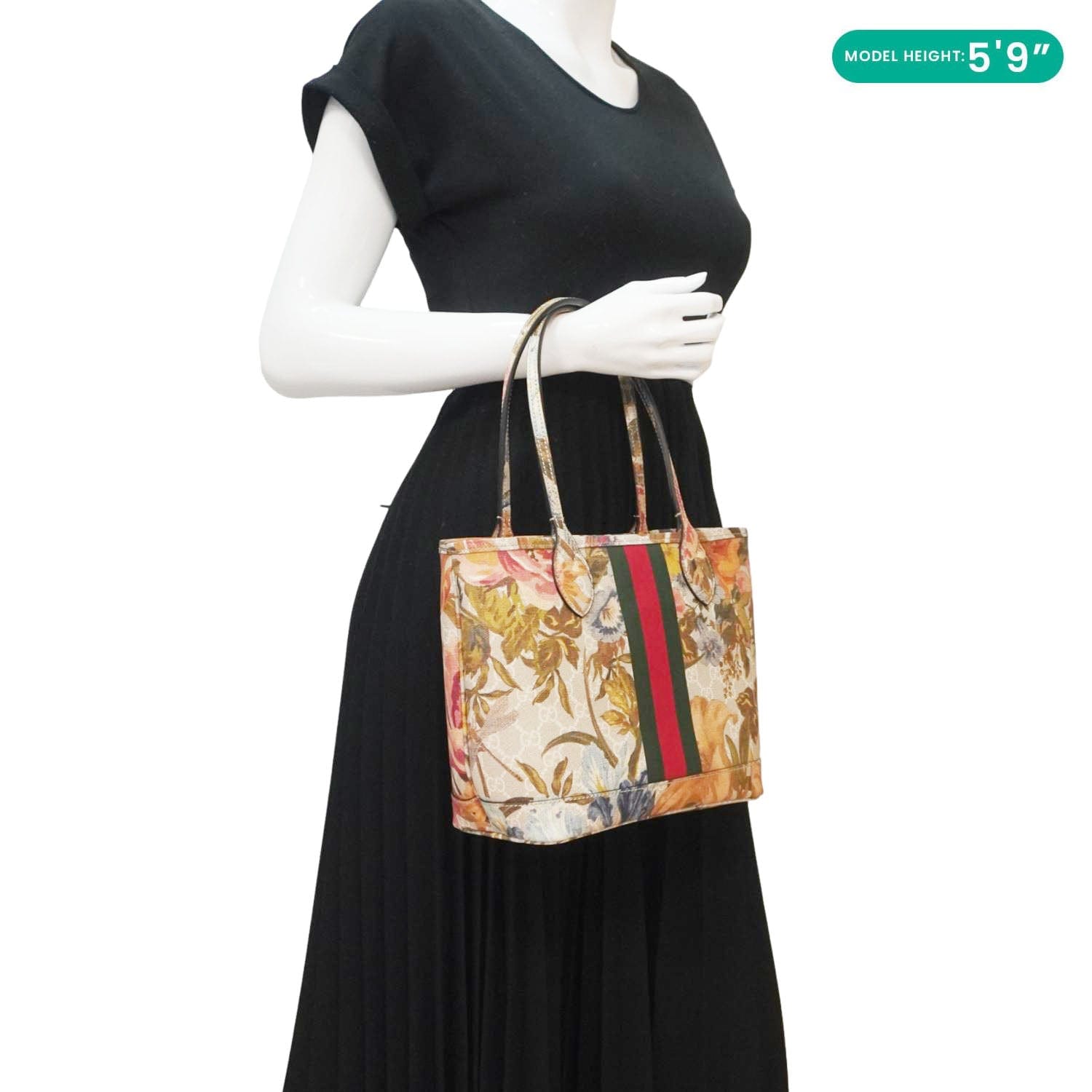 GUCCI Ophidia Small Gucci Supreme Flora Canvas Tote Bag Multicolor 726762
