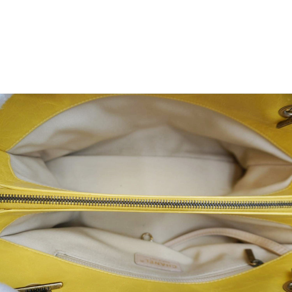 Chanel Reissue Glazed Quilted Leather Tote Shoulder Bag Yellow