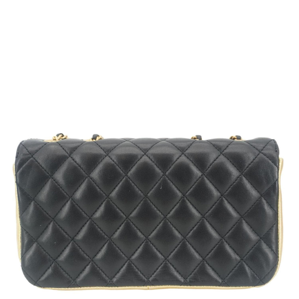 Chanel CC Chic Double Flap Quilted Leather Shoulder Bag Black