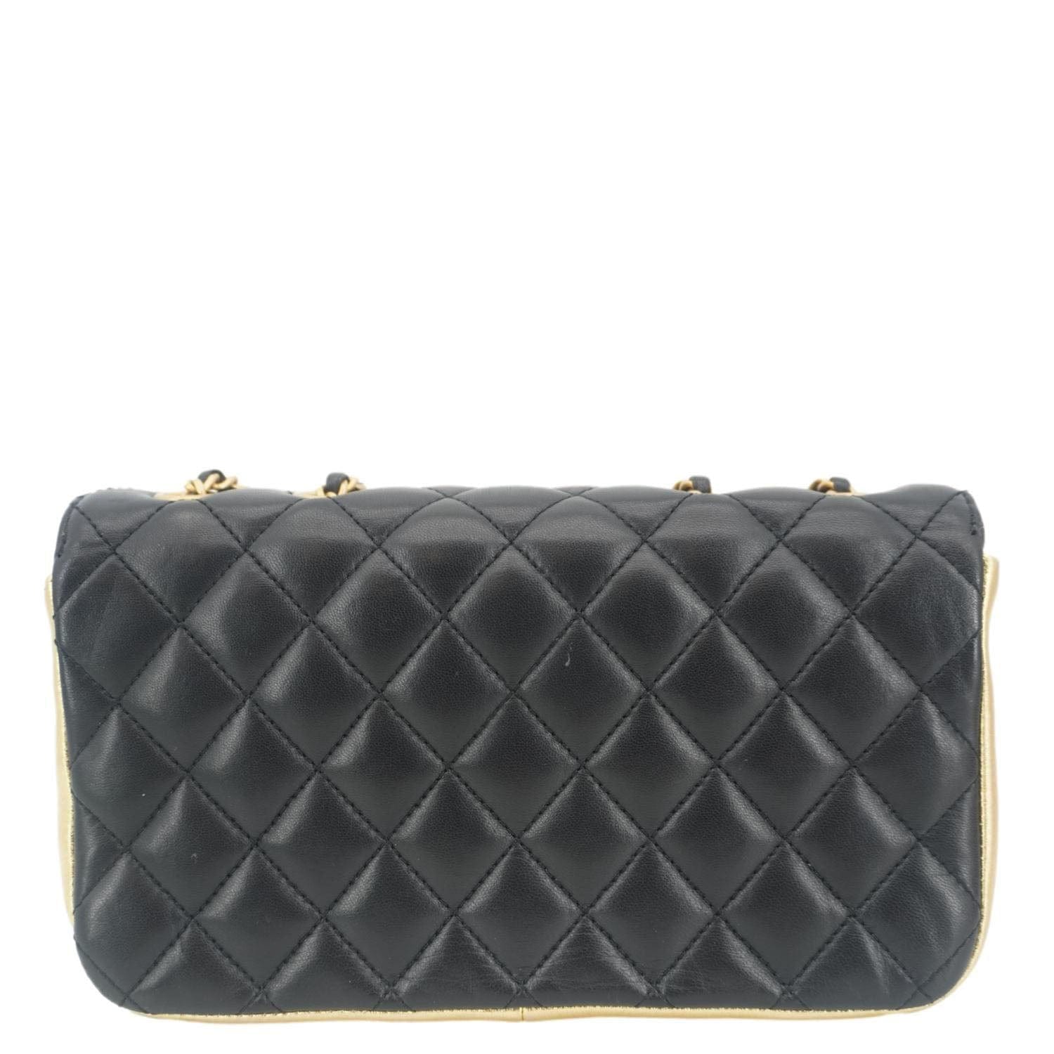 Chanel CC Chic Double Flap Quilted Leather Shoulder Bag Black
